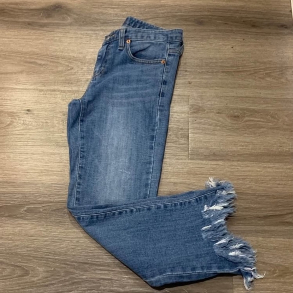 Blue Frayed Hem Women's Jeans